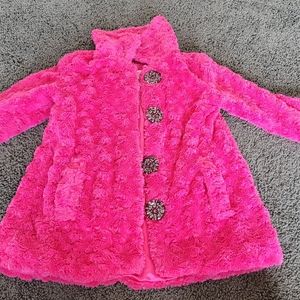 Girls Full Tilt Hot Pink Fluffy Coat, size Small